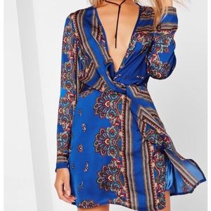 Printed twist front dress
